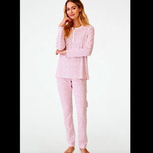 Roller Rabbit Red Hearts Pajamas – Small – Long Sleeve & Pants – Like New